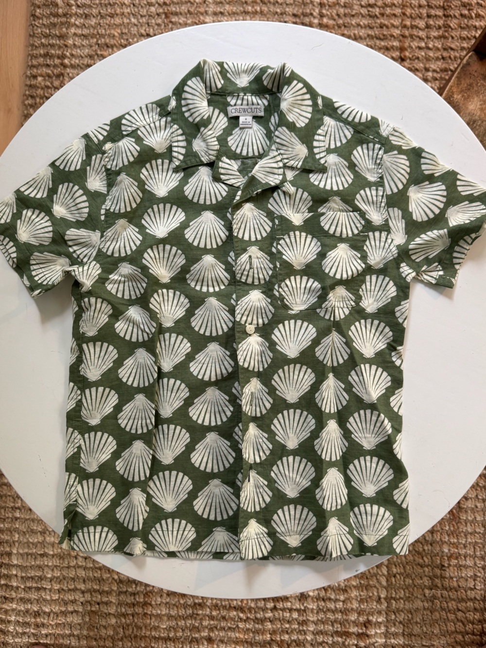 Crewcuts Olive Green Shell-Print Button Shirt